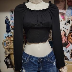 Black MilkMade Corset Style Cropped Blouse